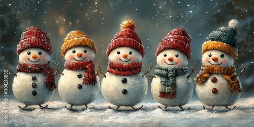 Wallpaper Mural Cute snowman illustration with snow in the winter.  Torontodigital.ca