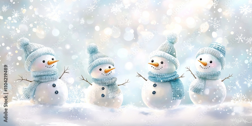 Cute snowman illustration with snow in the winter. Cute snowman illustration with snow in the winter.