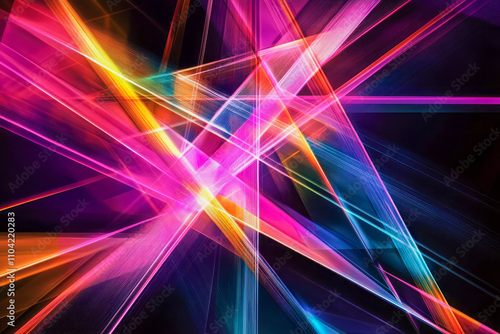 Vibrant geometric light burst with multicolor abstract intersecting lines Vibrant geometric light burst with multicolor abstract intersecting lines