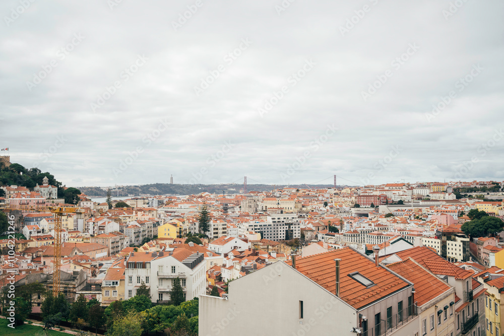 Aerial View Of Beautiful Lisbon Cityscape. Miradouro da Graça. Aerial View Of Beautiful Lisbon Cityscape. Miradouro da Graça.
