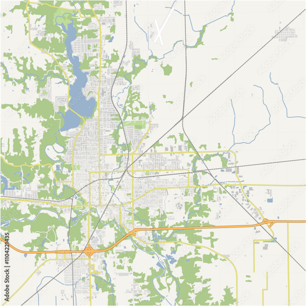 Naklejka premium Map of Dnavill in Illinois in a normal road map style. Contains layered vector with roads water, parks, etc.