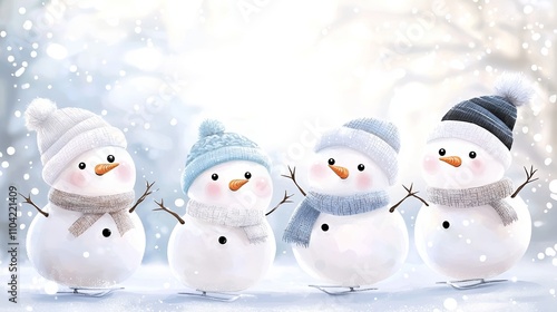 Wallpaper Mural Cute snowman illustration with snow in the winter.  Torontodigital.ca