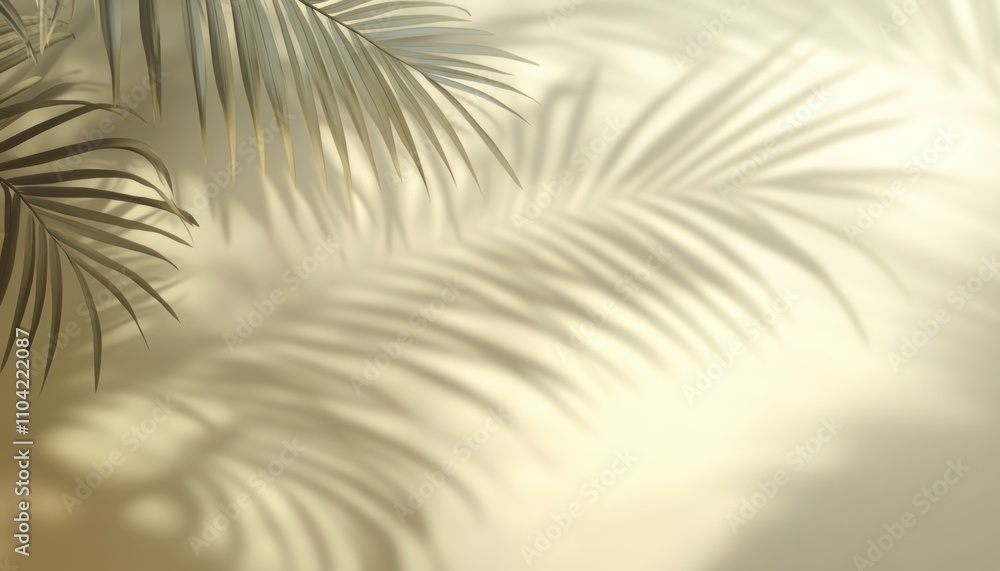 Obraz premium Palm Leaf Shadows on a Beige Wall