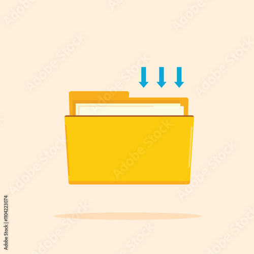 folder icon with yellow map, digital file storage box, suitable for poster and web icon