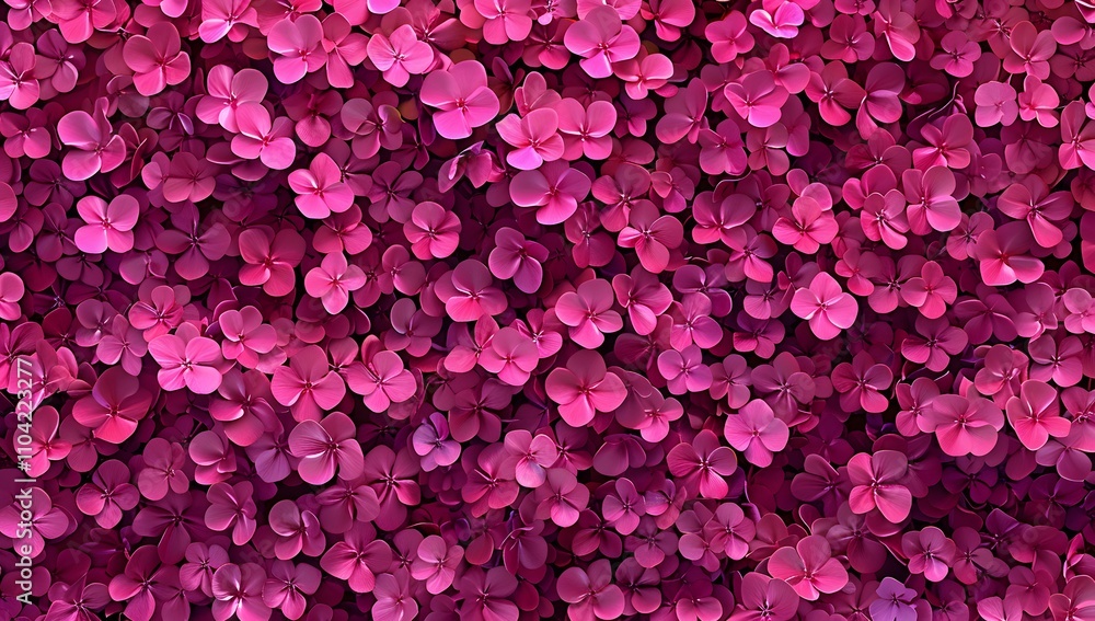 Obraz premium A vibrant close-up shot of a dense cluster of magenta flowers, creating a captivating floral texture.