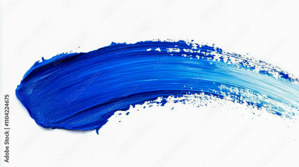 Vibrant blue brushstroke on white canvas showcasing dynamic texture and movement Vibrant blue brushstroke on white canvas showcasing dynamic texture and movement