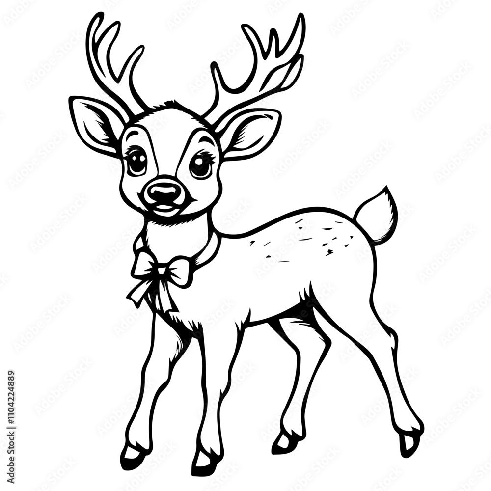 Animals outline vector, Deer line art illustration Deer, coloring page, drawing Animals outline vector, Deer line art illustration Deer, coloring page, drawing