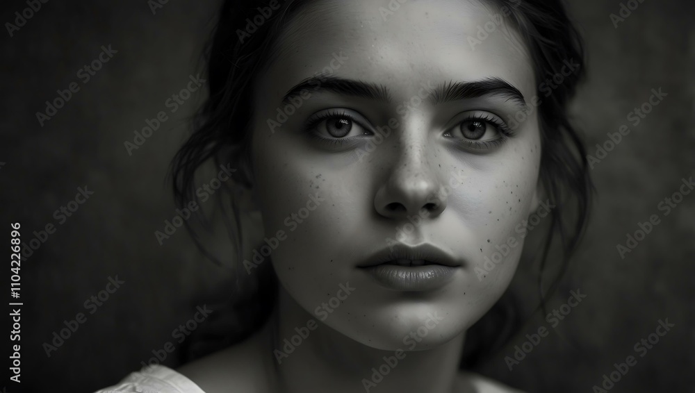Artistic black and white portrait of a young woman. Artistic black and white portrait of a young woman.
