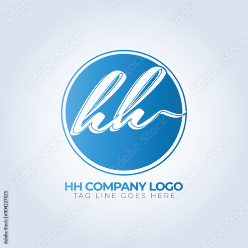 hh alphabet letter Company identity logo template, blue theme, unique logo, creative logo, logo template, silver background