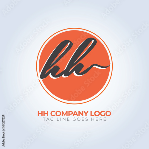 hh alphabet letter Company identity logo template, orange theme, unique logo, creative logo, logo template, silver background