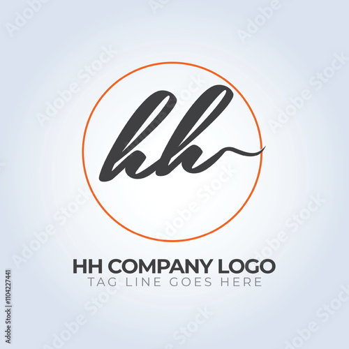 hh alphabet letter Company identity logo template, orange theme, unique logo, creative logo, logo template, silver background