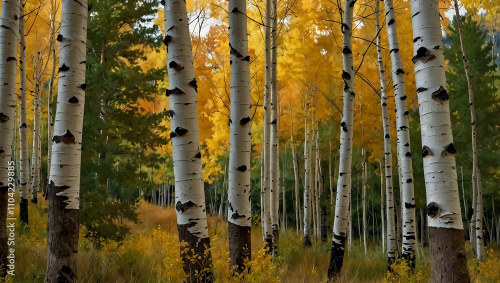 Aspen and Tamarack trees trembling in the wind. Aspen and Tamarack trees trembling in the wind.
