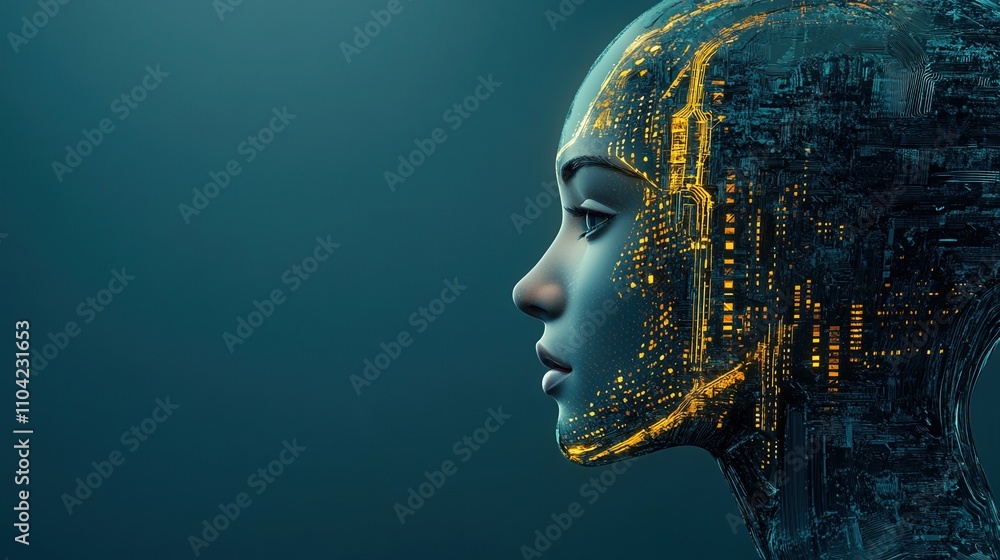 Exploring the intersection of technology and humanity through a futuristic artificial intelligence representation with intricate city details Exploring the intersection of technology and humanity through a futuristic artificial intelligence representation with intricate city details