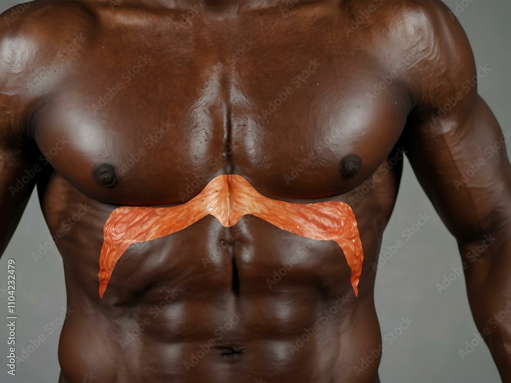 Athlete’s muscle with highlighted tissue growth for recovery. Athlete’s muscle with highlighted tissue growth for recovery.