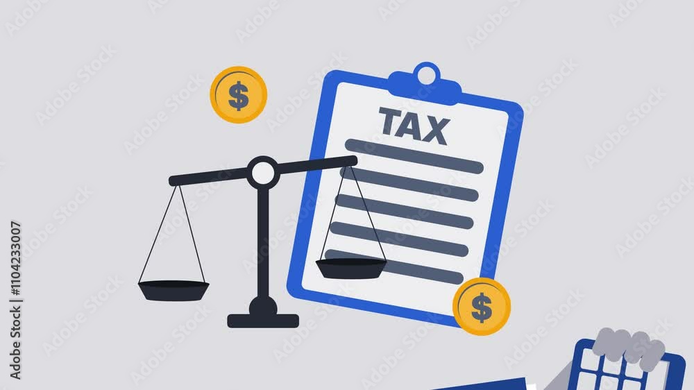 2D animation concept of tax calculation