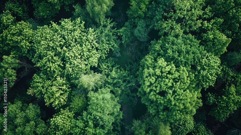 Naklejka premium Lush green forest with dense foliage and rich biodiversity.