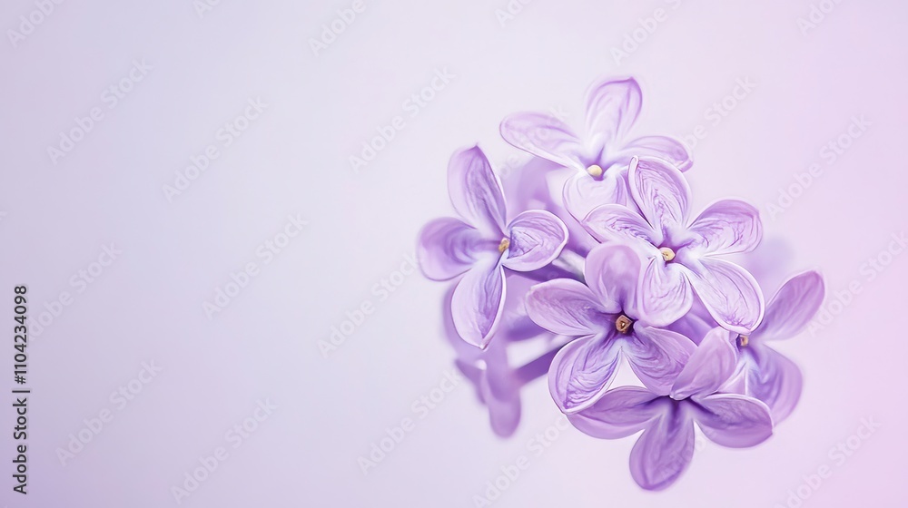 A single vibrant purple lilac bloom against a pale lavender background, natural close-up shot, Minimalist style A single vibrant purple lilac bloom against a pale lavender background, natural close-up shot, Minimalist style