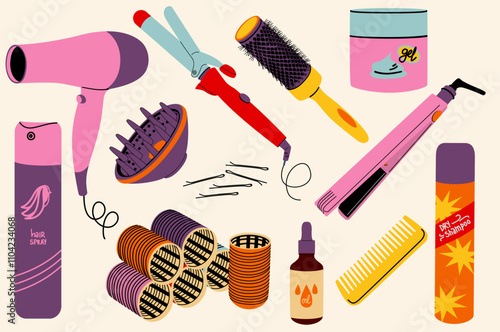 Hair styling tools and accessories. Hair accessories and hairstyles.
