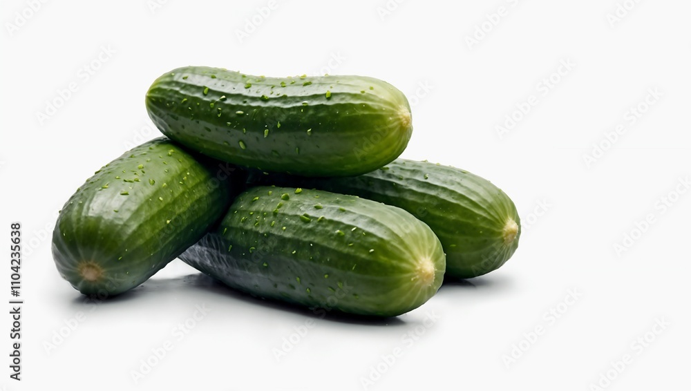 Green cucumbers close-up on a white background Green cucumbers close-up on a white background