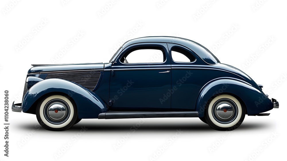 Obraz premium Vintage Old Car from the 1940s, on White Background, Wallpaper, Cover and Screen for Smartphone, PC, Laptop, 9:16 and 16:9 Format