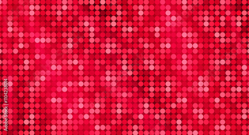 Bright red round shiny sequins fabric. Texture glitter disco background