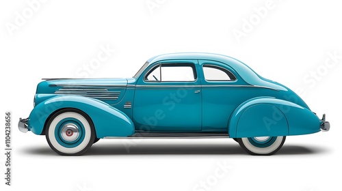 Vintage Old Car from the 1940s, on White Background, Wallpaper, Cover and Screen for Smartphone, PC, Laptop, 9:16 and 16:9 Format