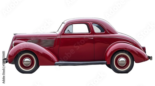 Vintage Old Car from the 1940s, on White Background, Wallpaper, Cover and Screen for Smartphone, PC, Laptop, 9:16 and 16:9 Format