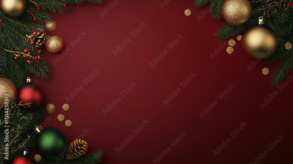 A festive scene adorned with lush fir branches, shimmering ornaments, and rustic pine cones, capturing the essence of Christmas cheer and warmth. A festive scene adorned with lush fir branches, shimmering ornaments, and rustic pine cones, capturing the essence of Christmas cheer and warmth.