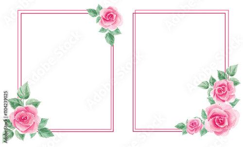 Watercolor, roses. vintage Rose frames. Frames for decoration, for making invitations. Watercolor roses. Vintage frame. Texture. Wedding, birthday. Pink frame.