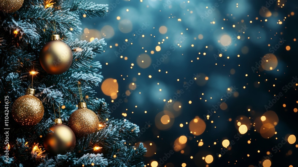 A majestic Christmas tree adorned with shimmering gold ornaments, radiating warmth and joy during the festive season, inviting all to celebrate together. A majestic Christmas tree adorned with shimmering gold ornaments, radiating warmth and joy during the festive season, inviting all to celebrate together.