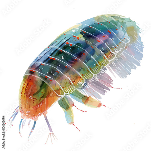 A watercolor painting of Comb Jelly, isolated on a white background. Comb Jelly vector.