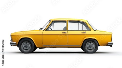 Vintage Old Car from the 1960s, on White Background, Wallpaper, Cover and Screen for Smartphone, PC, Laptop, 9:16 and 16:9 Format