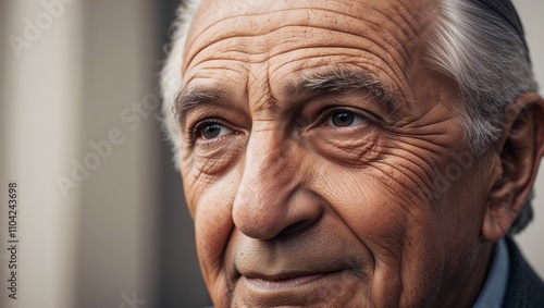 An intimate portrait captures the wisdom of an older gentleman. photo