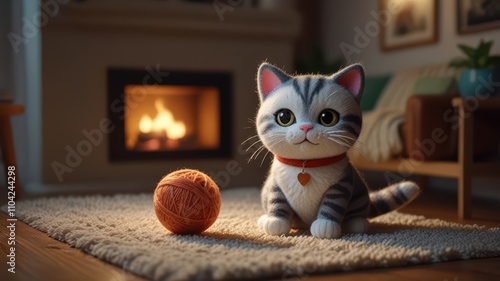 cartoon style a small and cute 3D felt generative ai