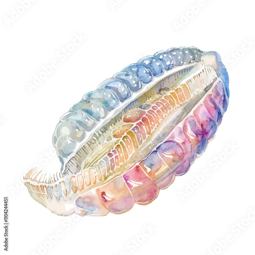 A watercolor illustration of Comb Jelly, isolated on a white background. Comb Jelly vector.