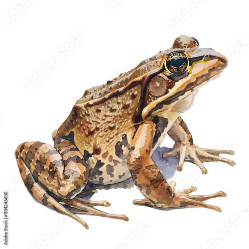 A watercolor vector of Common Frog, isolated on a white background. Common Frog vector.