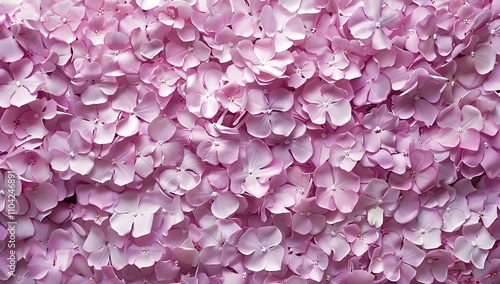Close-up view of a mass of delicate light purple hydrangeas. Soft petals create a beautiful floral texture.