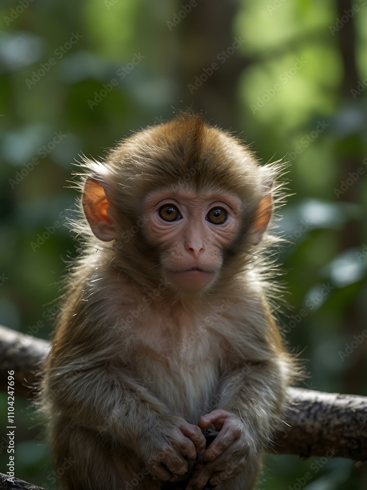 Fototapeta premium Baby macaque in the wild.