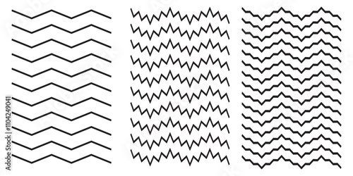 Wave line and wavy zigzag pattern lines. Vector black underlines, smooth end squiggly horizontal curvy squiggles on white background. zigzag line pattern on black. Wave line ,wavy pattern.