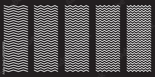 Wave line and wavy zigzag pattern lines. Vector black underlines, smooth end squiggly horizontal curvy squiggles on white background. zigzag line pattern on black. Wave line ,wavy pattern.