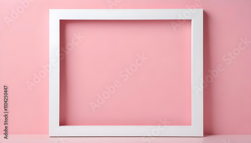 White square frame on a pink background