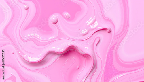 Abstract pink liquid background, paint splash, swirl pattern and water drops, beauty gel and cosmetic texture, contemporary magic art and science as luxury flatlay design isolated with white highlig