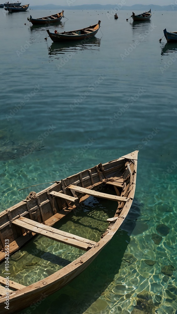 Banka boats floating on the sea. Banka boats floating on the sea.