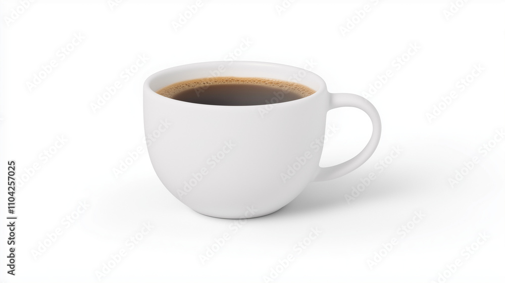 Steaming cup of freshly brewed black coffee in a classic white ceramic mug, set against a seamless white background, minimalist and inviting design. Steaming cup of freshly brewed black coffee in a classic white ceramic mug, set against a seamless white background, minimalist and inviting design.