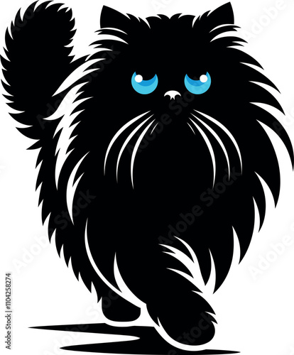 Persian cat walking beautiful silhouette isolated on white  photo