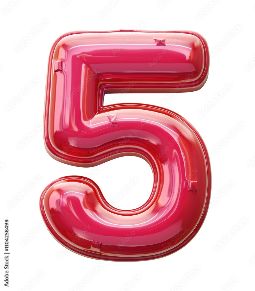 3d pink number 5, isolated on transparent background 3d pink number 5, isolated on transparent background