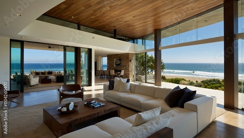 Beachfront residence with private views of the Pacific in Malibu.