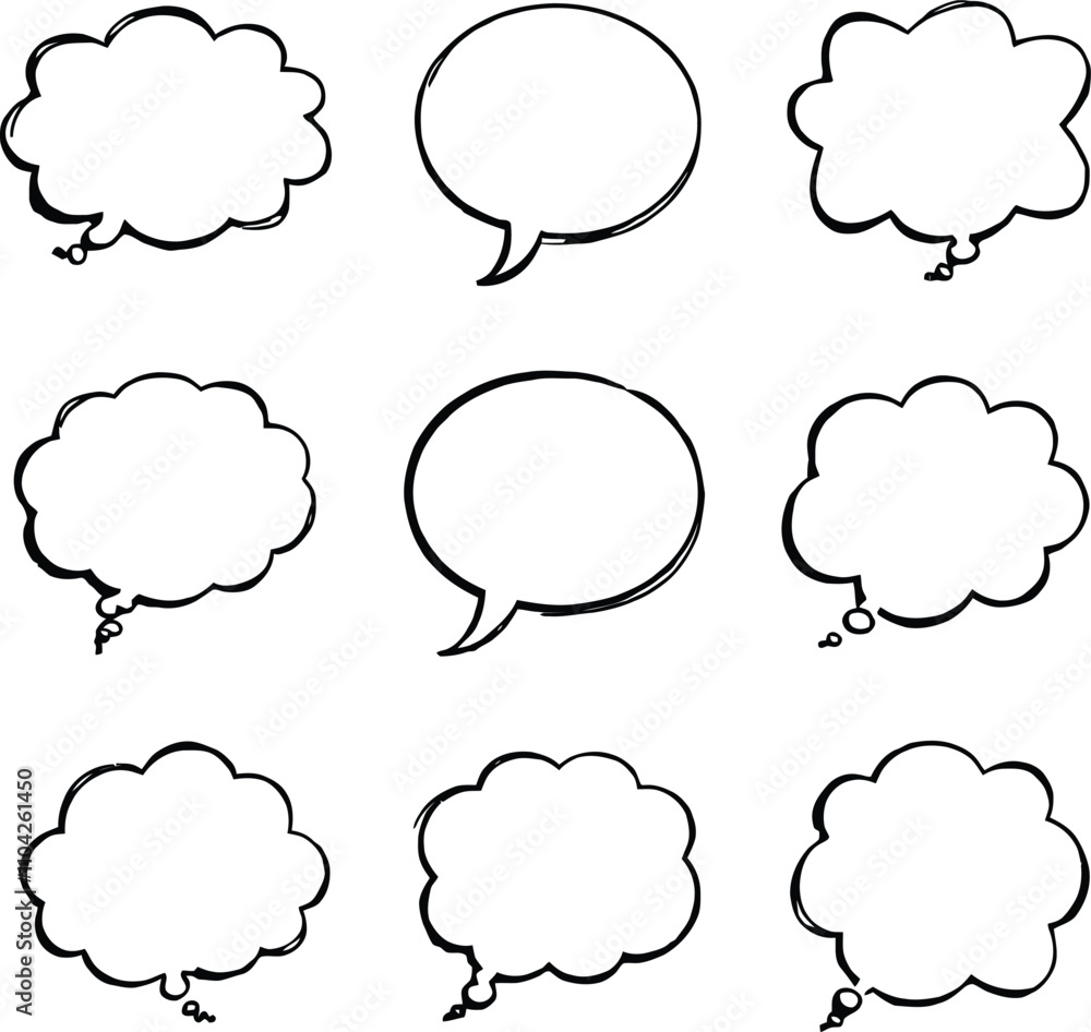 Blank empty speech and thought bubbles line art bundle vector illustration set Blank empty speech and thought bubbles line art bundle vector illustration set