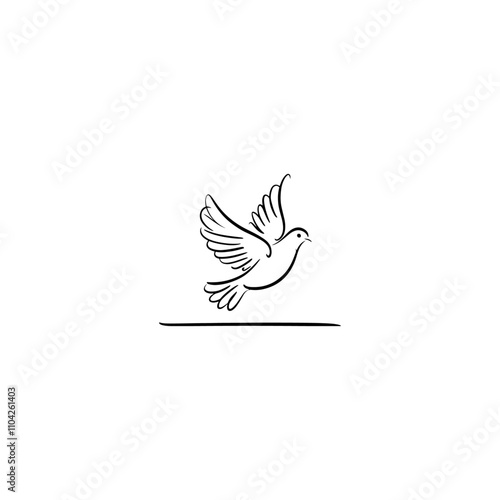 Beautiful bird flying Silhouette vector illustration, Silhouette of single simple flying Bird side view front view, Sketch of Bird Outline Design photo