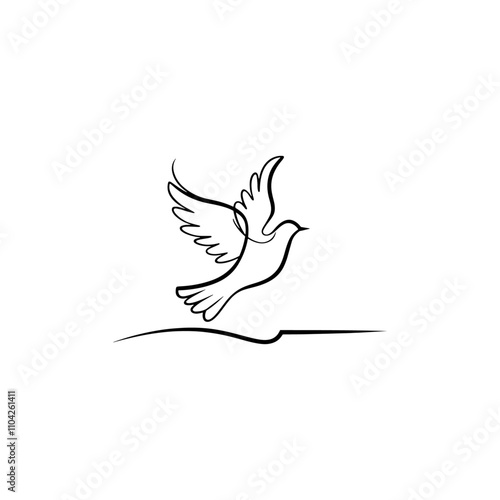 Beautiful bird flying Silhouette vector illustration, Silhouette of single simple flying Bird side view front view, Sketch of Bird Outline Design photo